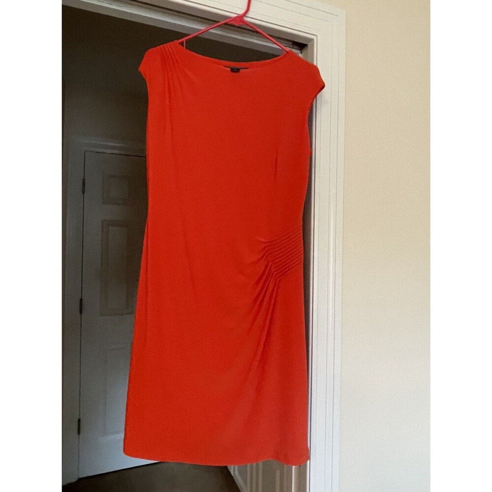 Ralph Lauren Red side Ruched Cocktail Sheath Dress lined Size 12